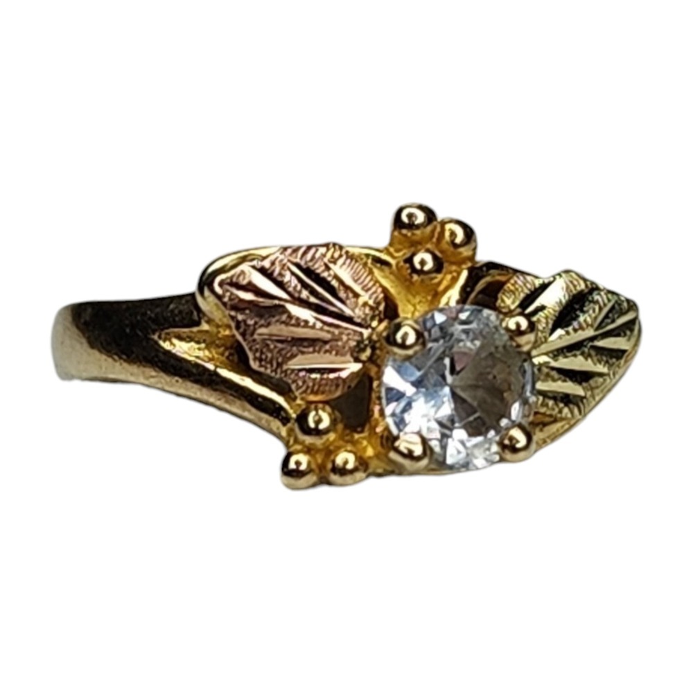 Vintage 10KT Black Hills Gold Clear Topaz Ring Size 6.25 Signed L - Picture 6 of 10